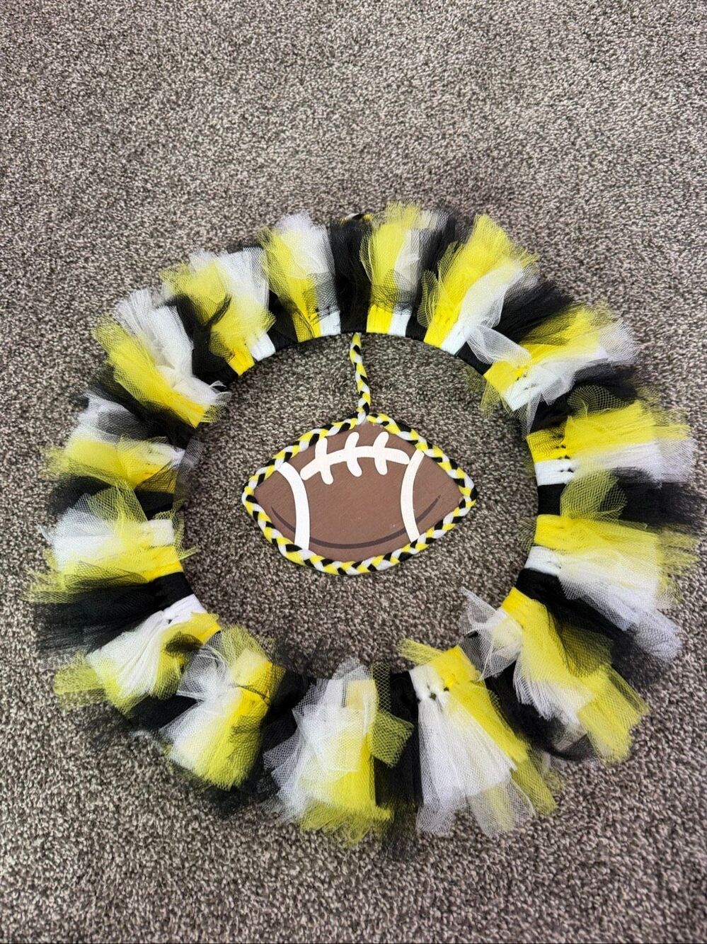 Handmade Steelers Football Themed Tulle Wreath